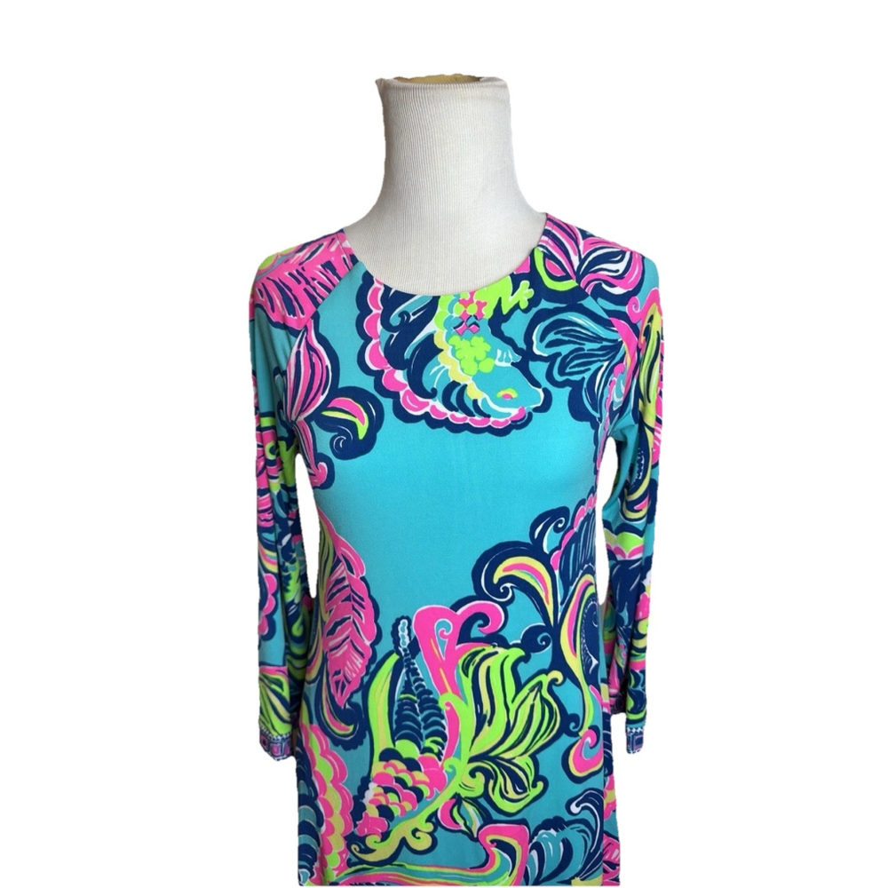 Lilly Pulitzer Dress Womens Extra Small Blue Pink Private Island